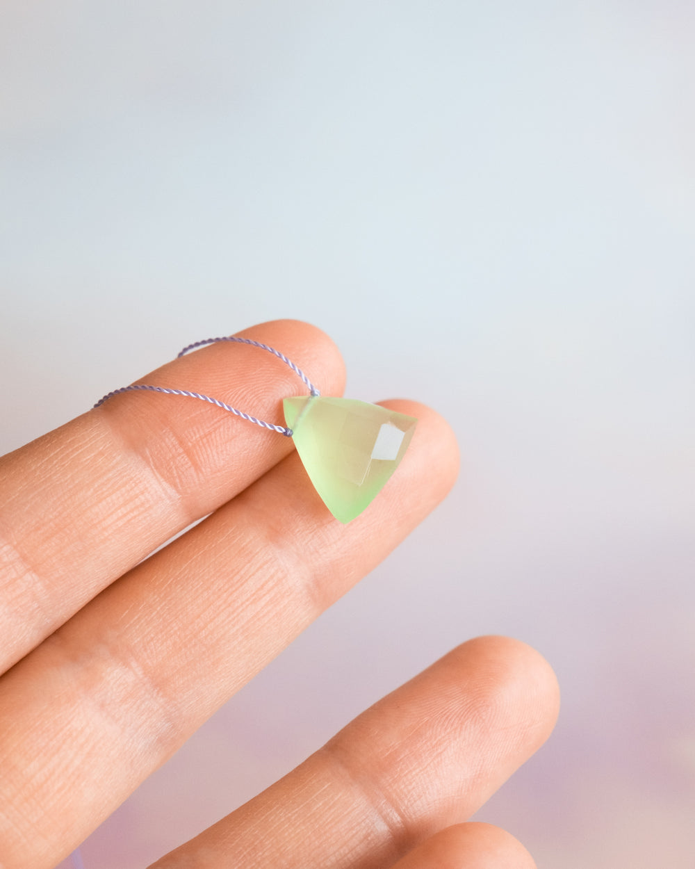 Lime Chalcedony Triangle Vegan Silk Necklace - The Healing Pear