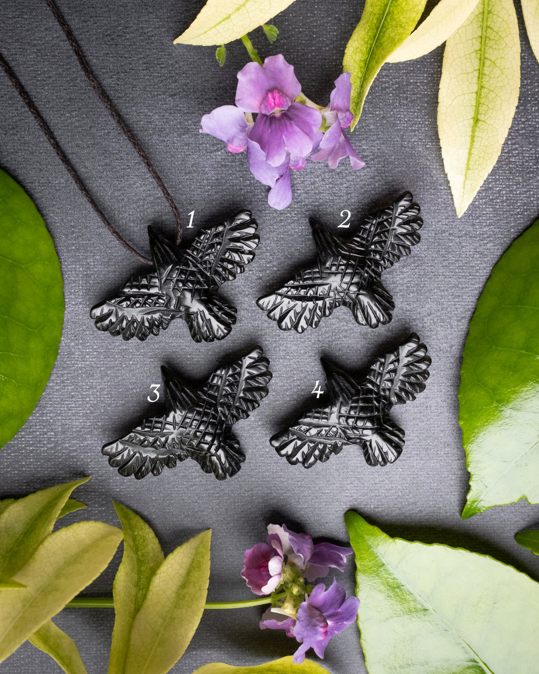 Small Obsidian Hand Carved Raven Necklace - The Healing Pear
