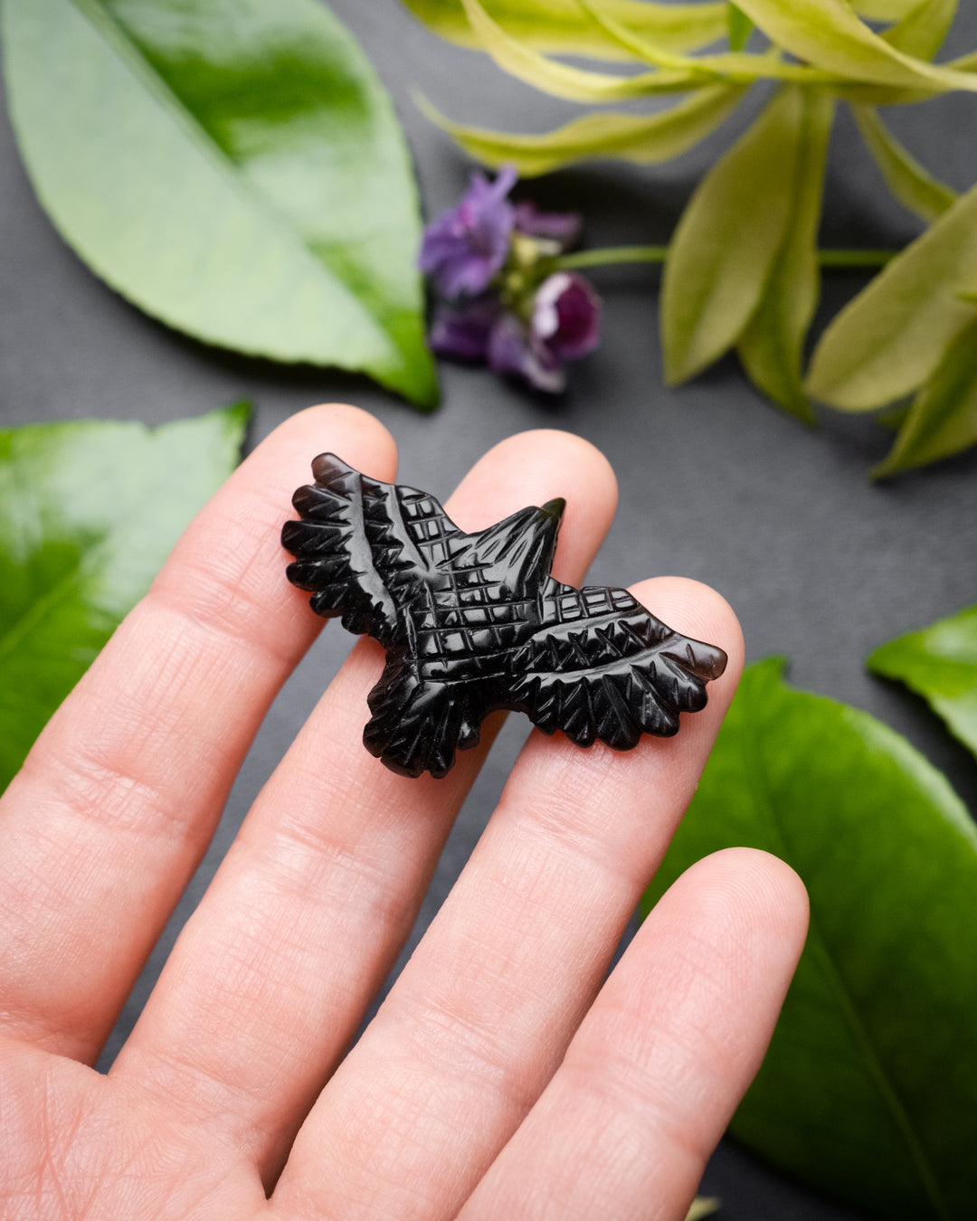 Small Obsidian Hand Carved Raven Necklace