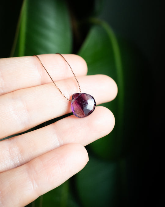 Rainbow Fluorite Vegan Silk Necklace