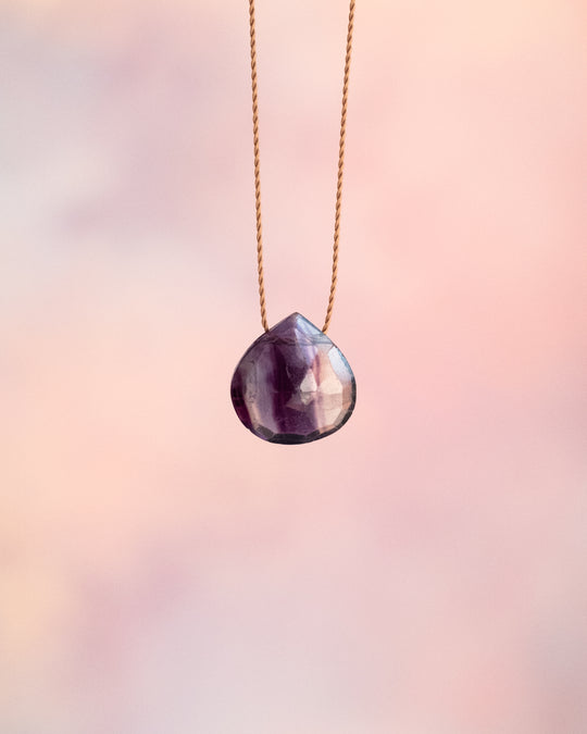 Rainbow Fluorite Vegan Silk Necklace