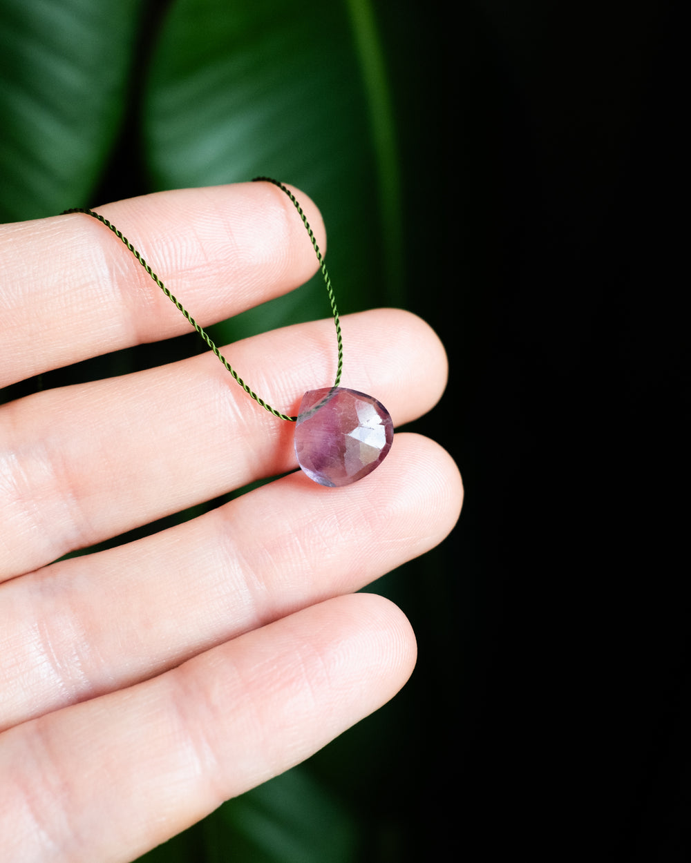 Rainbow Fluorite Vegan Silk Necklace