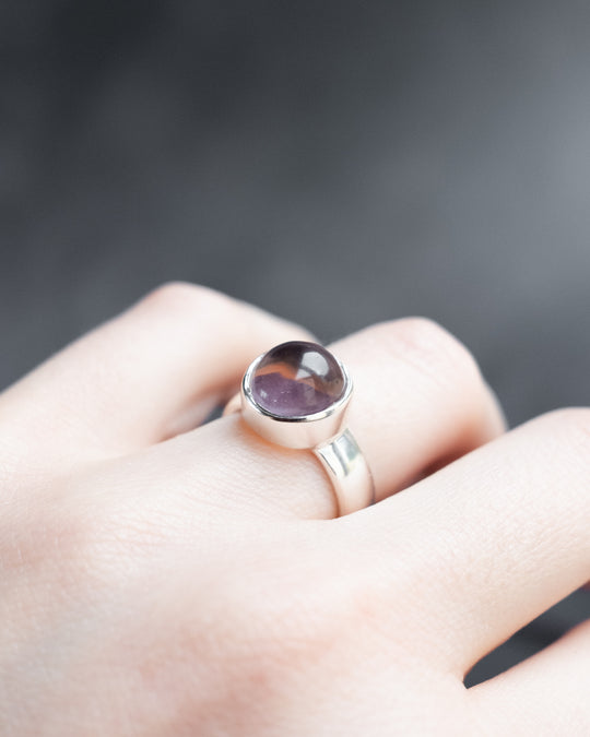 Lavender Aura Quartz Ring in Sterling Silver - Size 5 US / J 1/2 UK - The Healing Pear
