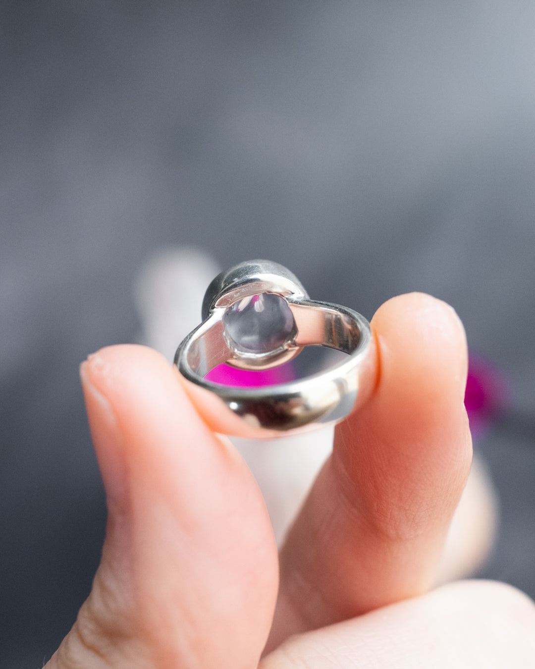 Lavender Aura Quartz Ring in Sterling Silver - Size 5 US / J 1/2 UK - The Healing Pear