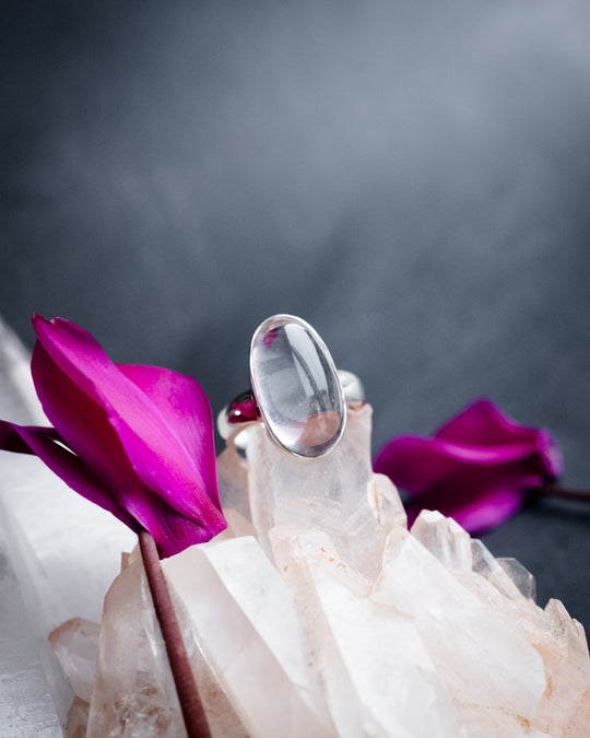 Lavender Aura Quartz Ring in Sterling Silver - Size 7 1/4 US / O 1/2 UK