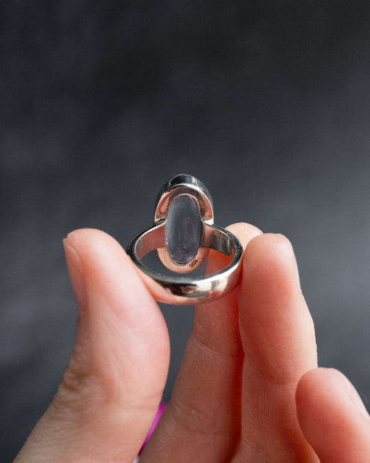 Lavender Aura Quartz Ring in Sterling Silver - Size 7 1/4 US / O 1/2 UK