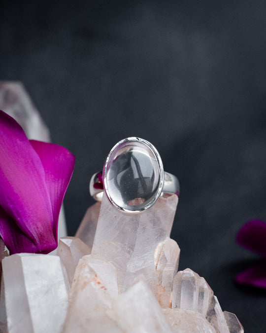 Lavender Aura Quartz Ring in Sterling Silver - Size 7 1/4 US / O 1/2 UK