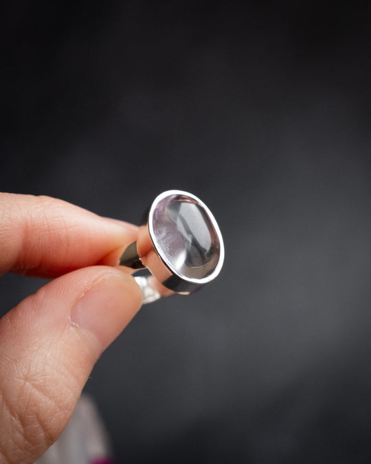 Lavender Aura Quartz Ring in Sterling Silver - Size 7 1/4 US / O 1/2 UK