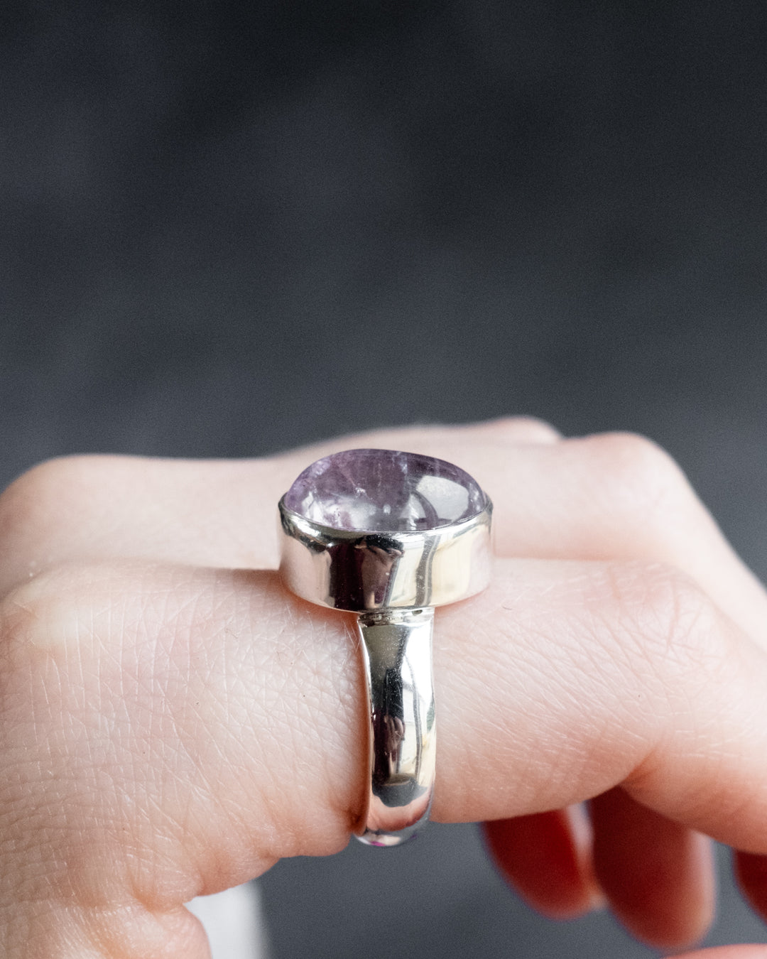 Lavender Aura Quartz Ring in Sterling Silver - Size 7 3/4 US / P 1/2 UK