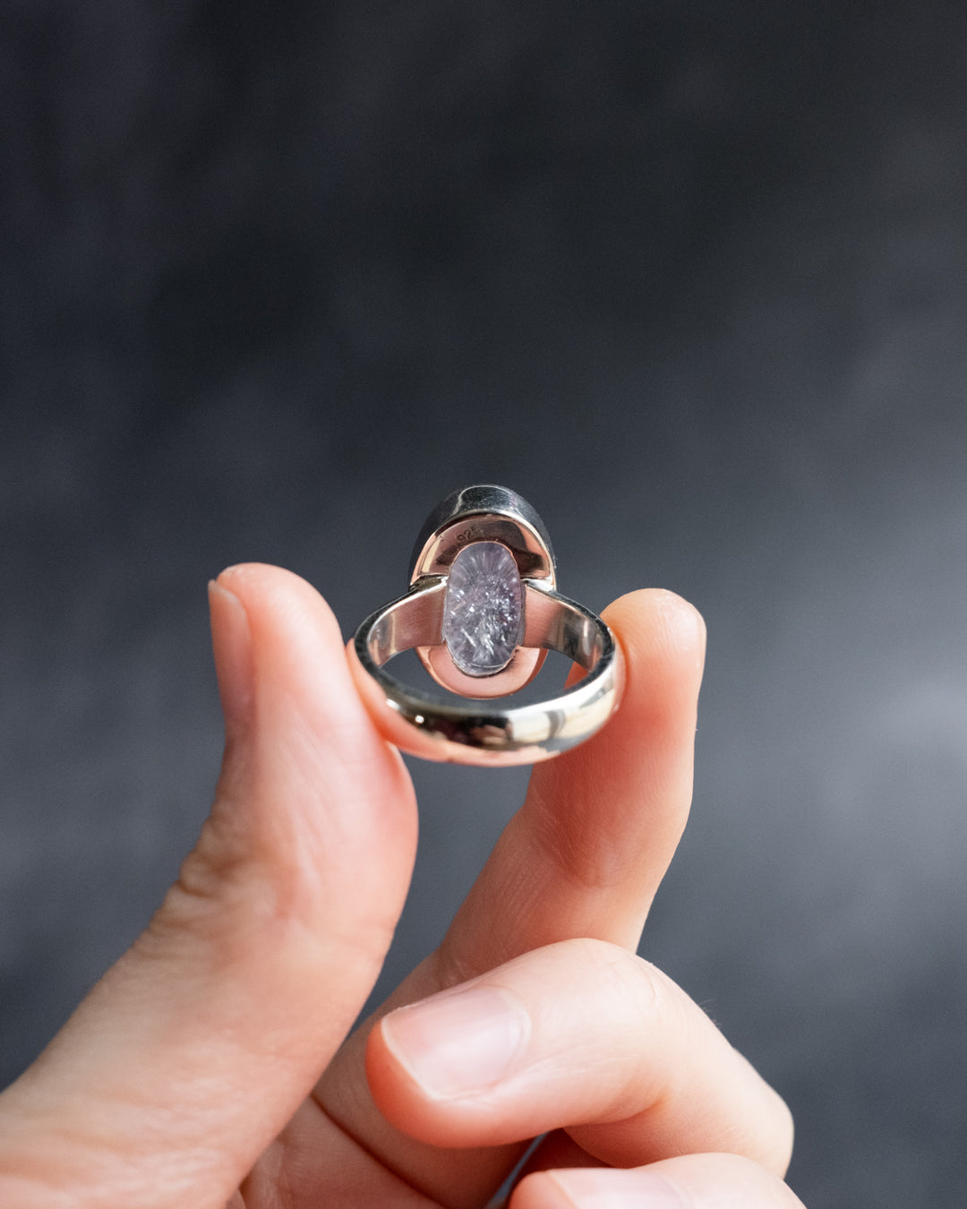 Lavender Aura Quartz Ring in Sterling Silver - Size 8 US / Q UK