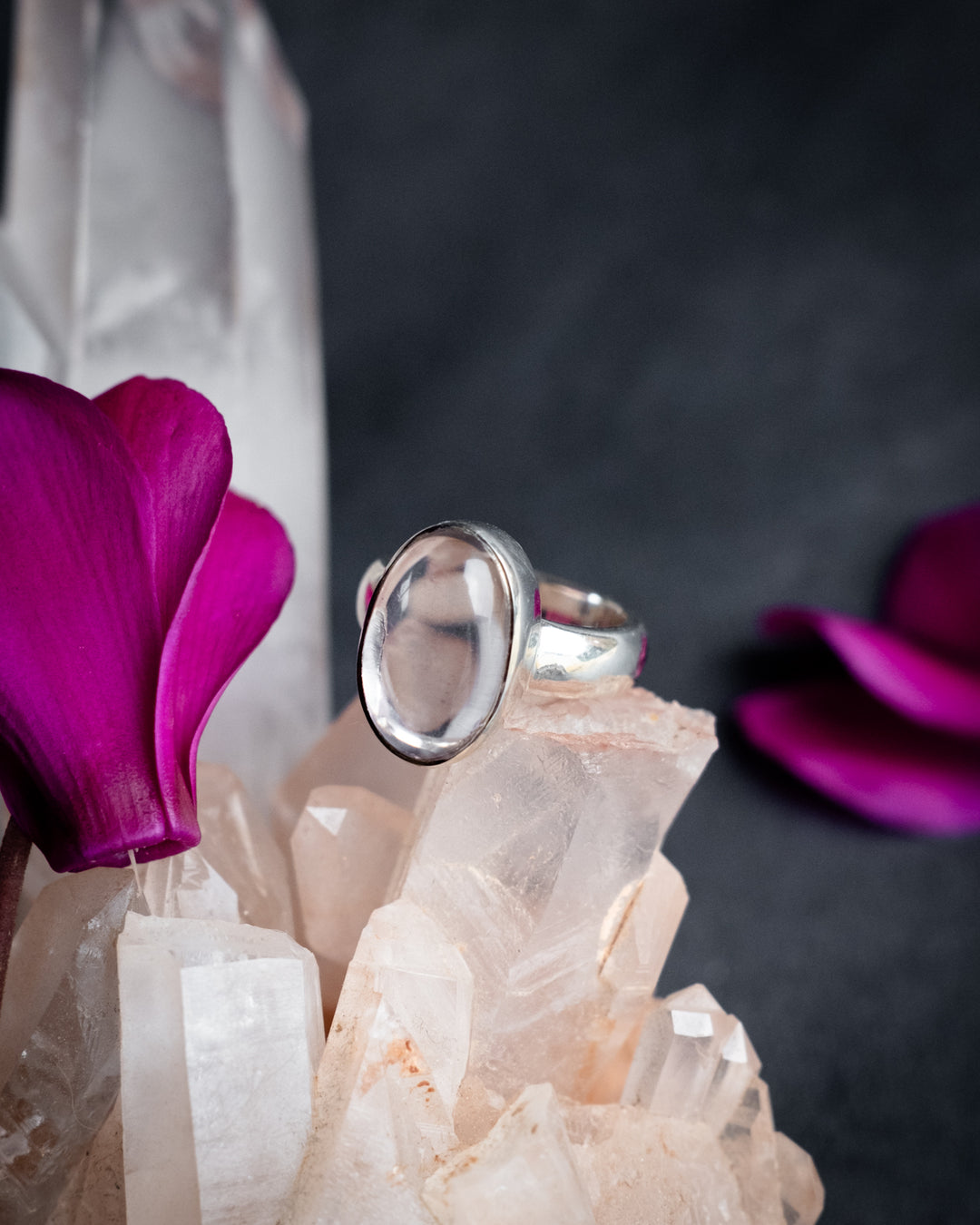 Lavender Aura Quartz Ring in Sterling Silver - Size 5 1/2 US / L UK