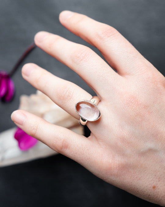 Lavender Aura Quartz Ring in Sterling Silver - Size 5 1/2 US / L UK