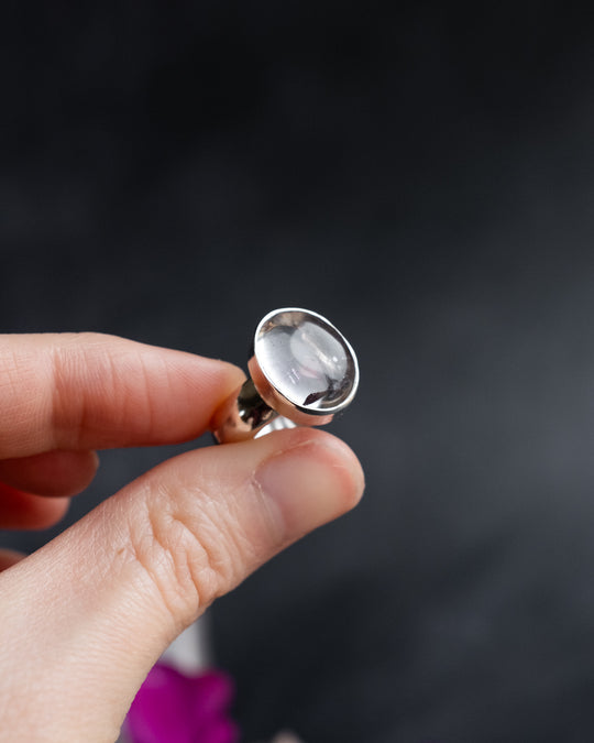 Lavender Aura Quartz Ring in Sterling Silver - Size 5 1/2 US / L UK - The Healing Pear