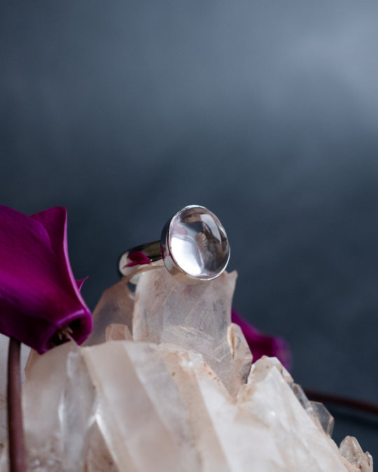 Lavender Aura Quartz Ring in Sterling Silver - Size 6 US / M UK - The Healing Pear
