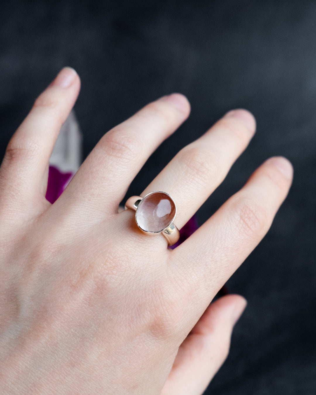 Lavender Aura Quartz Ring in Sterling Silver - Size 6 US / M UK - The Healing Pear