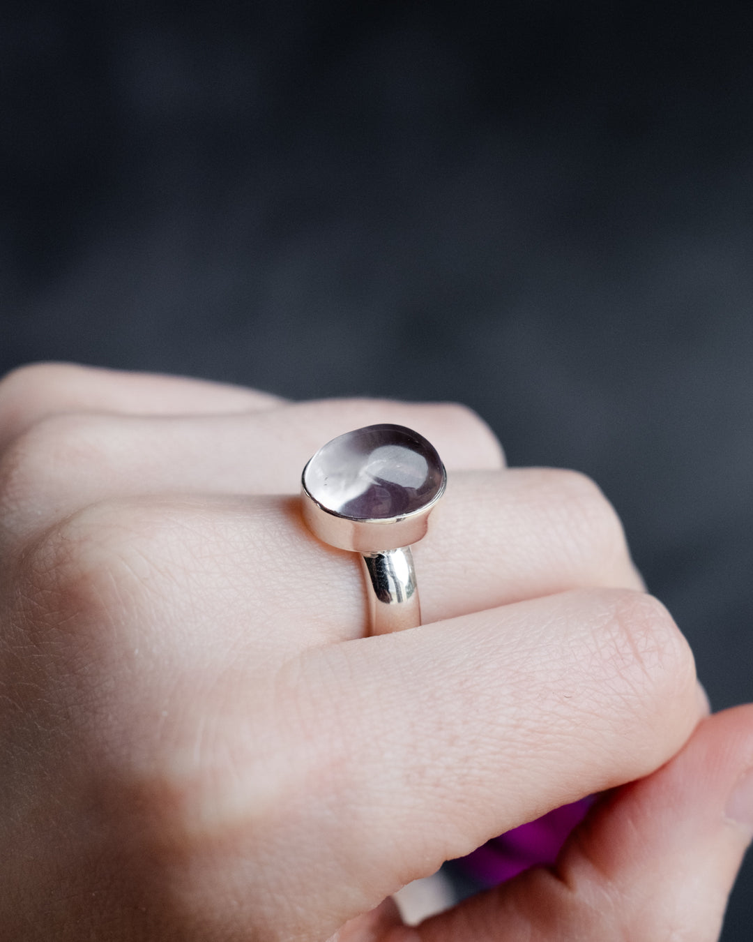 Lavender Aura Quartz Ring in Sterling Silver - Size 6 US / M UK - The Healing Pear