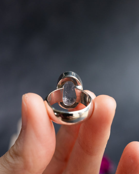 Lavender Aura Quartz Ring in Sterling Silver - Size 6 1/4 US / M 1/2 UK - The Healing Pear