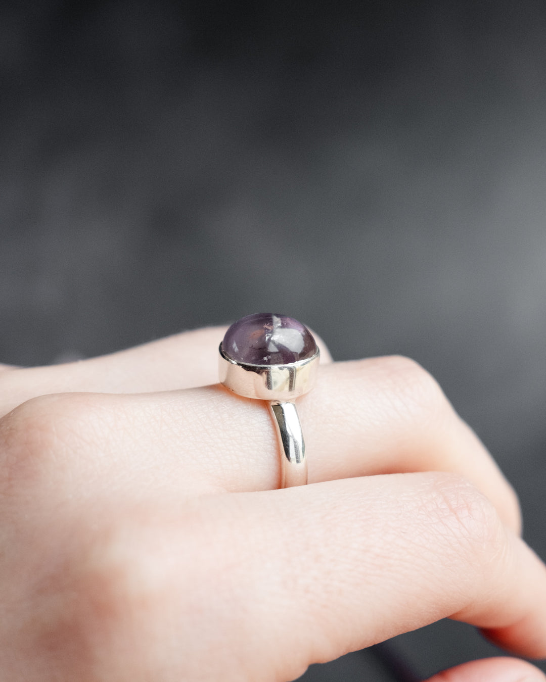 Lavender Aura Quartz Ring in Sterling Silver - Size 6 1/4 US / M 1/2 UK - The Healing Pear