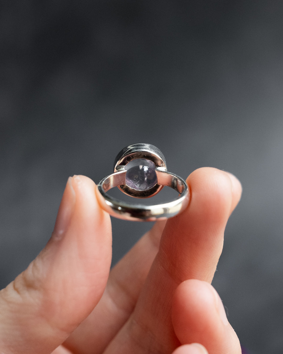 Lavender Aura Quartz Ring in Sterling Silver - Size 6 1/4 US / M 1/2 UK - The Healing Pear