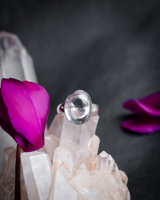 Lavender Aura Quartz Ring in Sterling Silver - Size 6 1/2 US / N UK