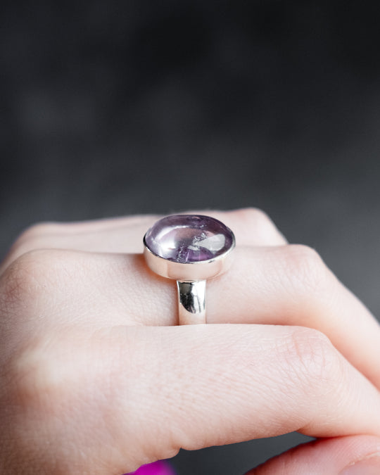 Lavender Aura Quartz Ring in Sterling Silver - Size 6 1/2 US / N UK