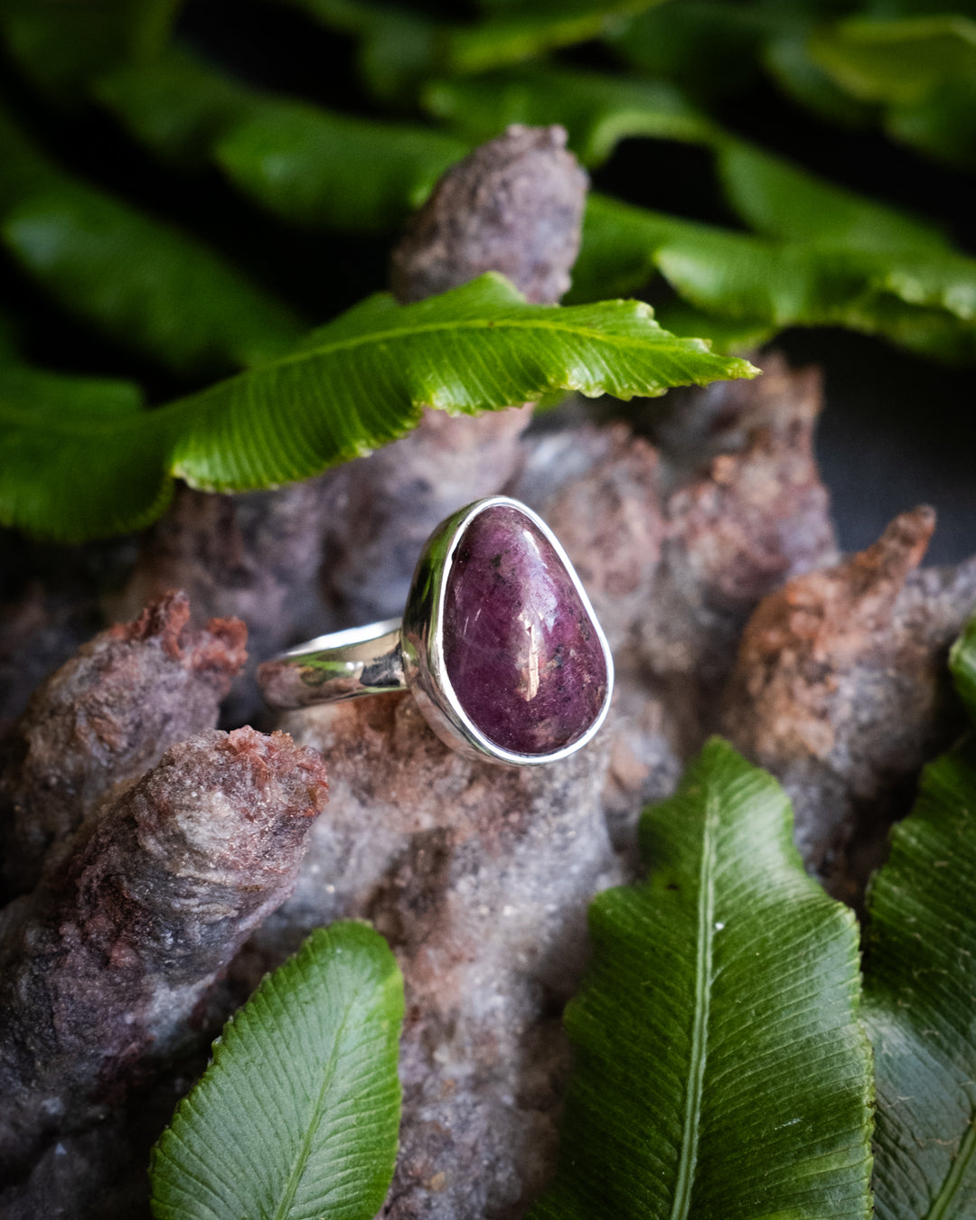 Ruby Ring in Sterling Silver - Size 7 1/2 US / P UK - The Healing Pear