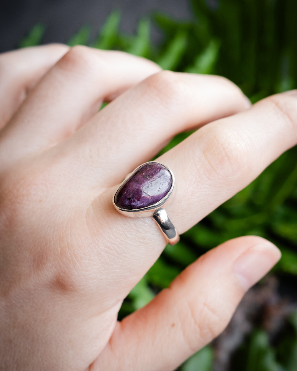 Ruby Ring in Sterling Silver - Size 7 1/2 US / P UK - The Healing Pear