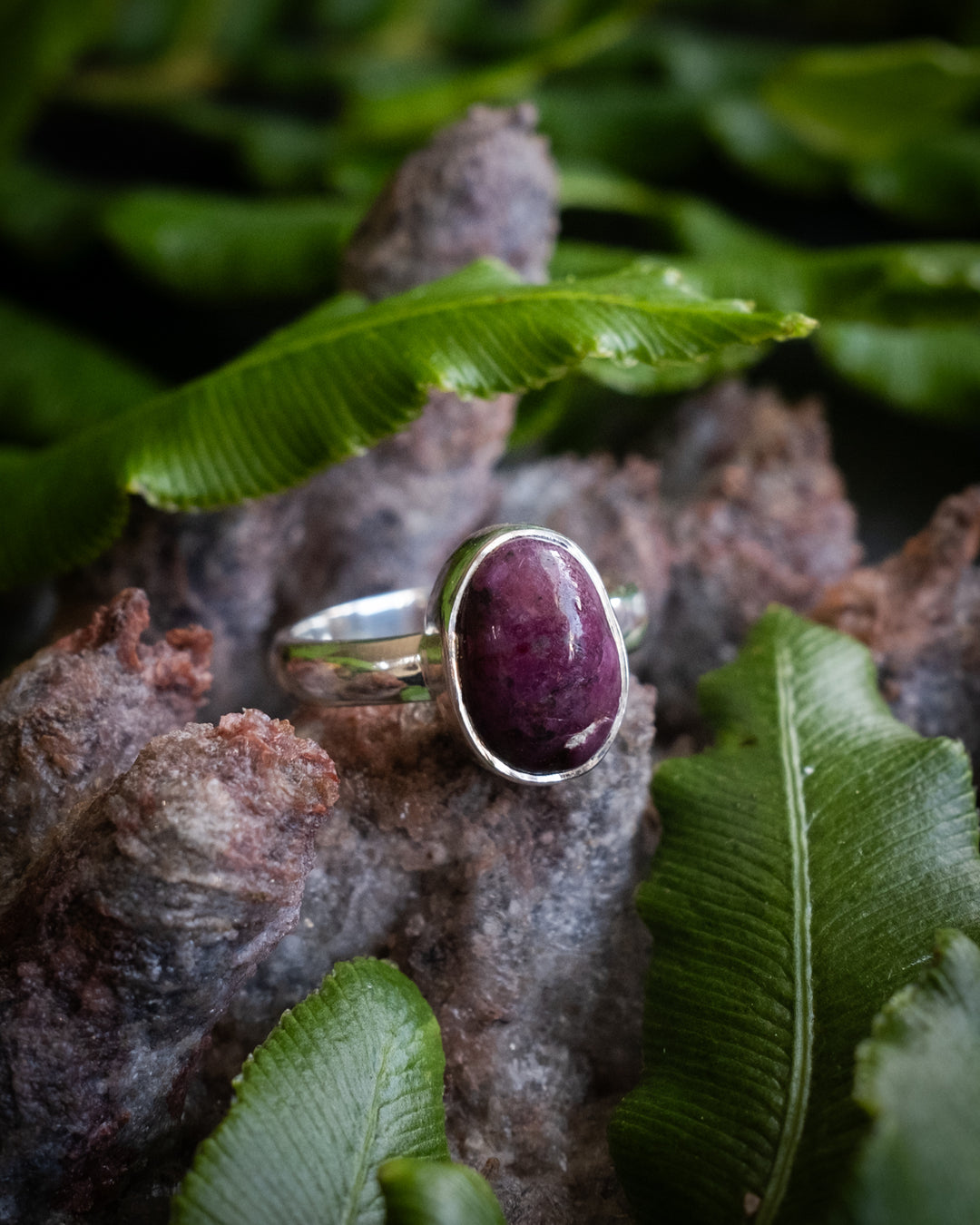 Ruby Ring in Sterling Silver - Size 6 1/4 US / M 1/2 UK - The Healing Pear