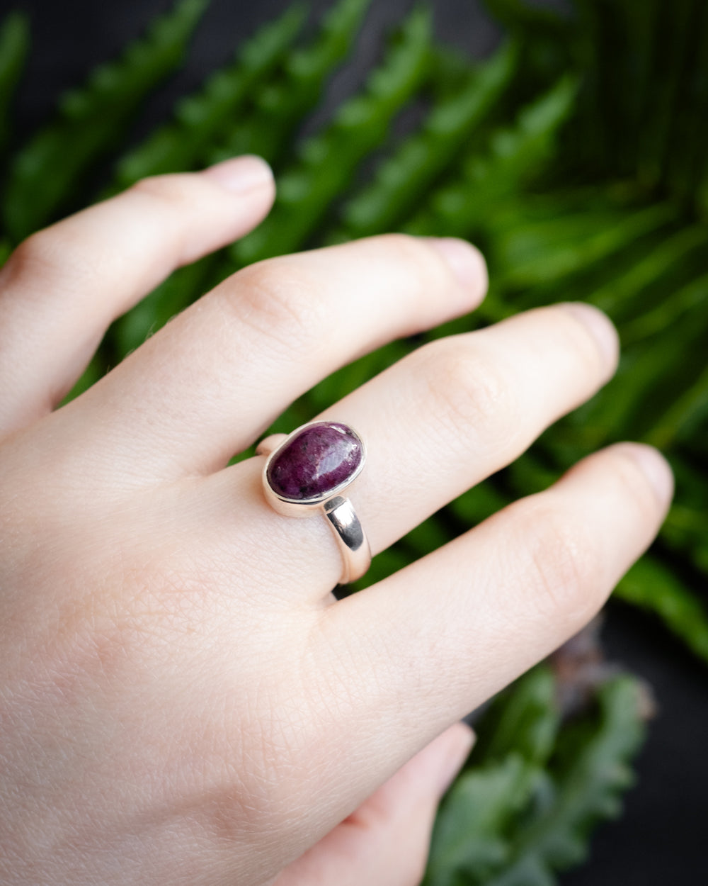 Ruby Ring in Sterling Silver - Size 6 1/4 US / M 1/2 UK - The Healing Pear