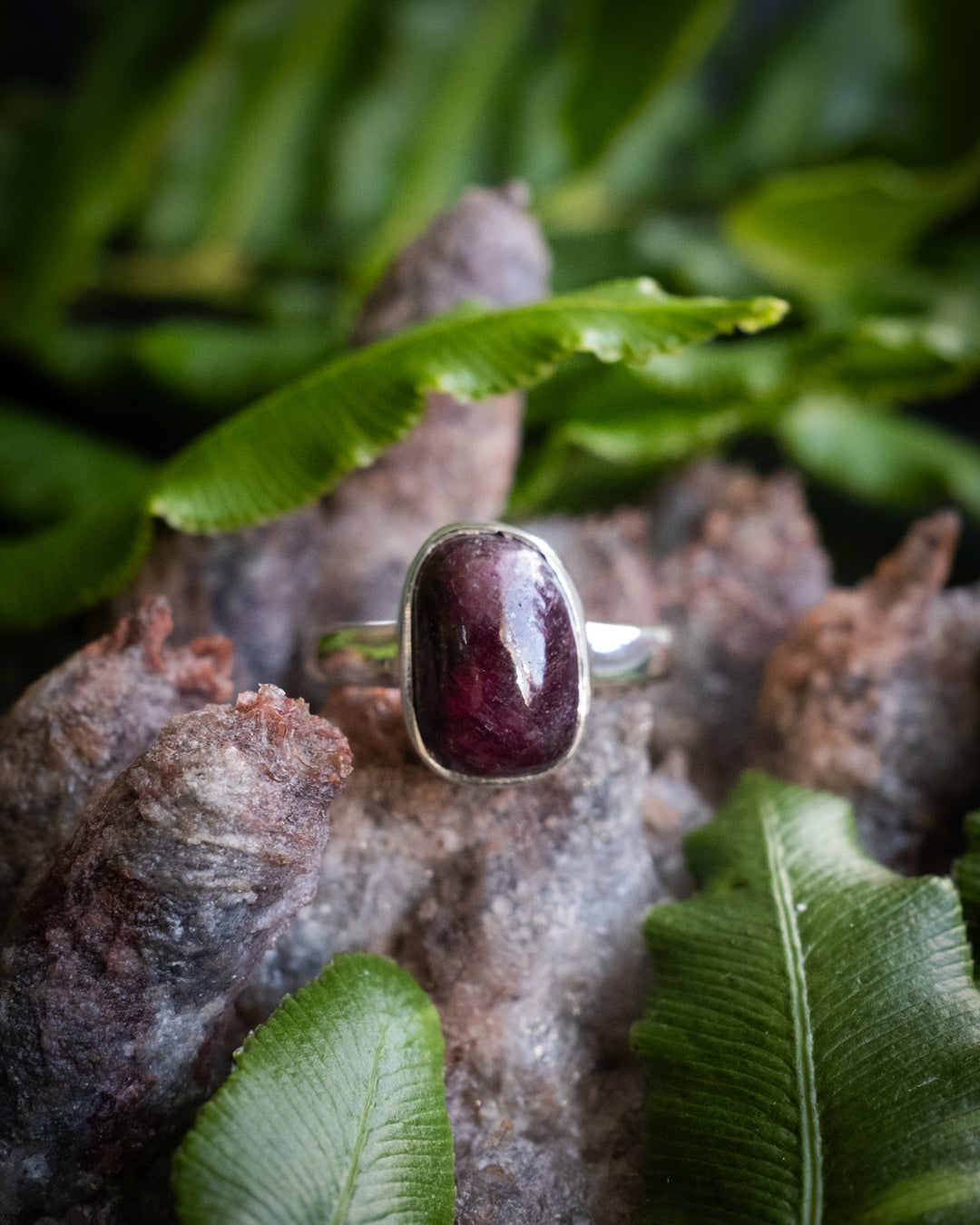 Ruby Ring in Sterling Silver - Size 7 1/4 US / O 1/2 UK - The Healing Pear