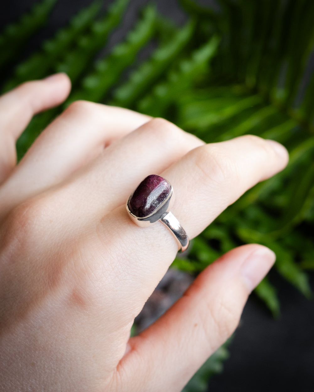 Ruby Ring in Sterling Silver - Size 7 1/4 US / O 1/2 UK - The Healing Pear