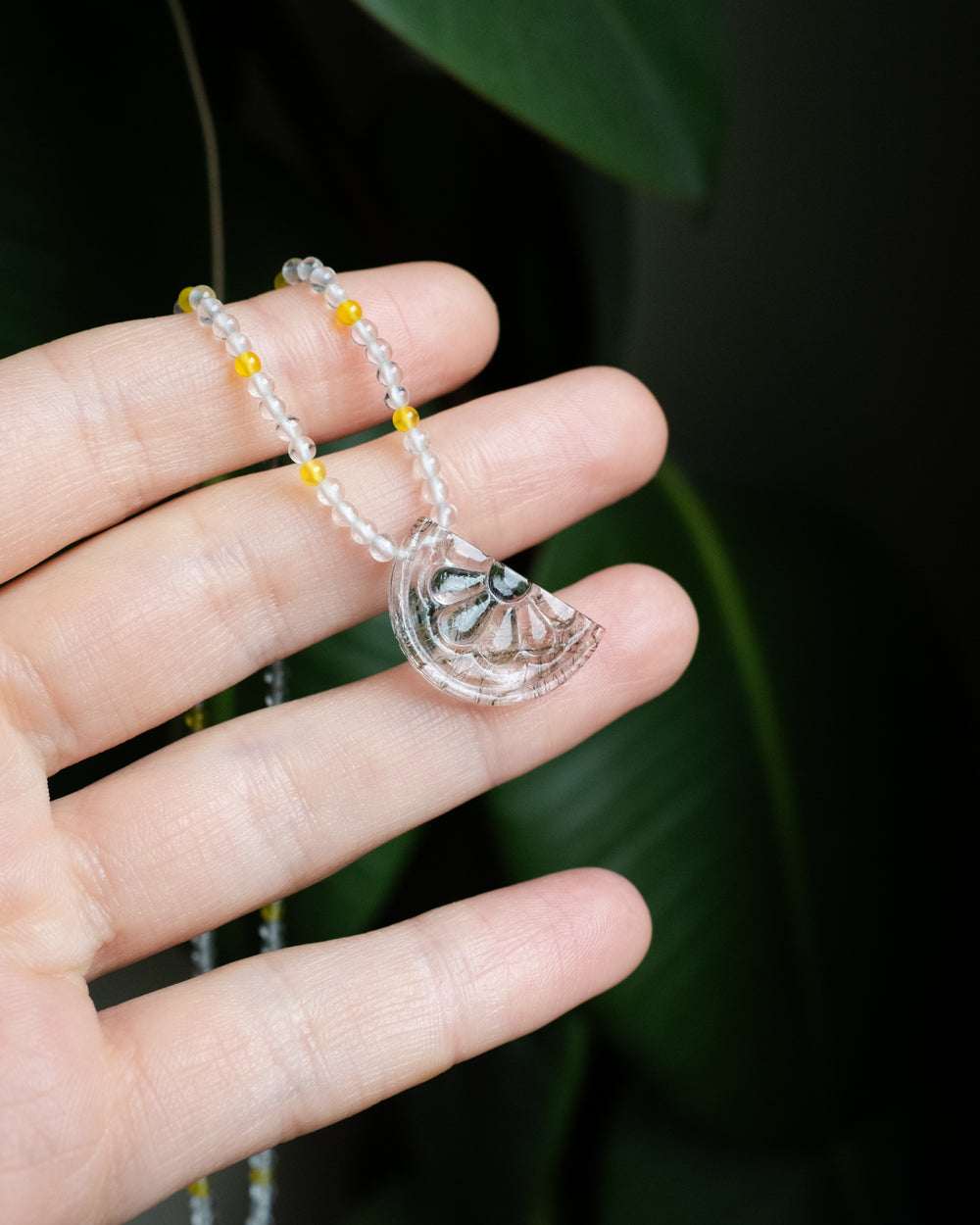 Rutilated Quartz Citrus Slice Beaded Necklace