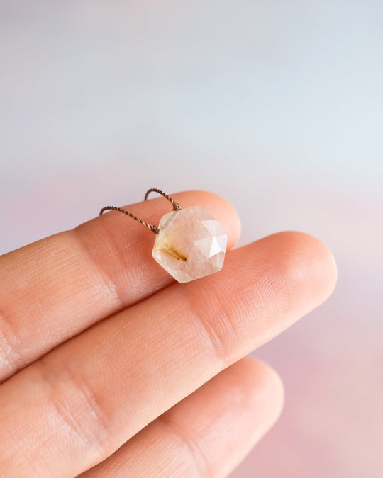 Rutilated Quartz Vegan Silk Necklace - The Healing Pear