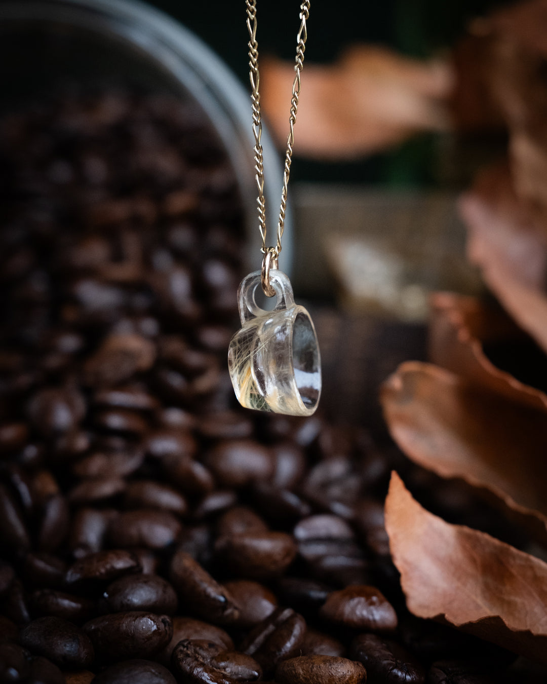 Rutilated Quartz Hand Carved Mug Necklace - The Healing Pear