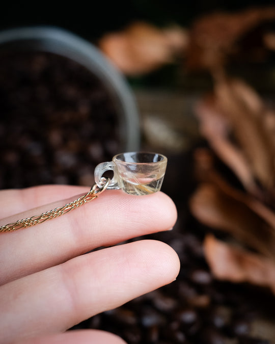 Rutilated Quartz Hand Carved Mug Necklace - The Healing Pear