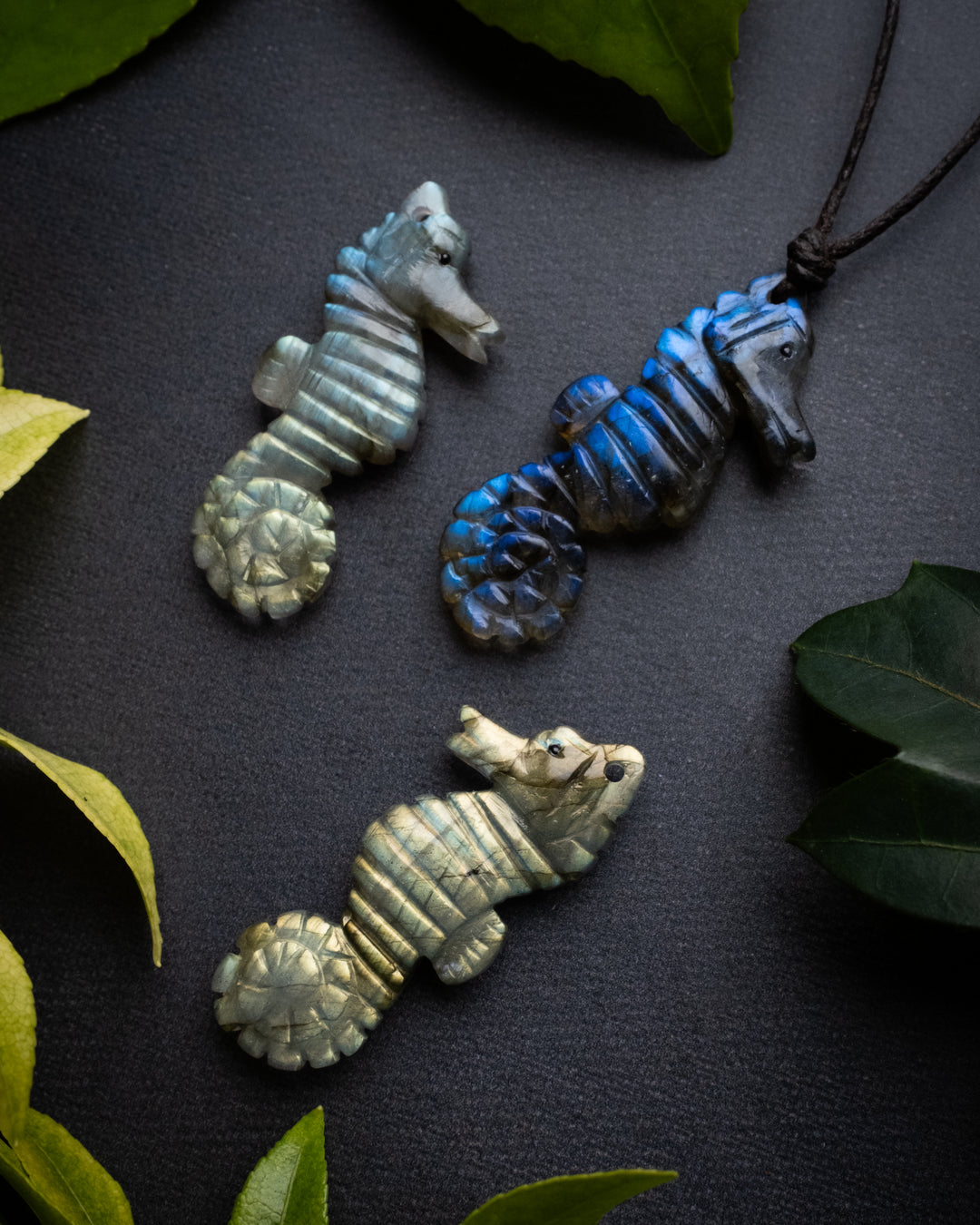 Labradorite Hand Carved Seahorse Necklace - The Healing Pear