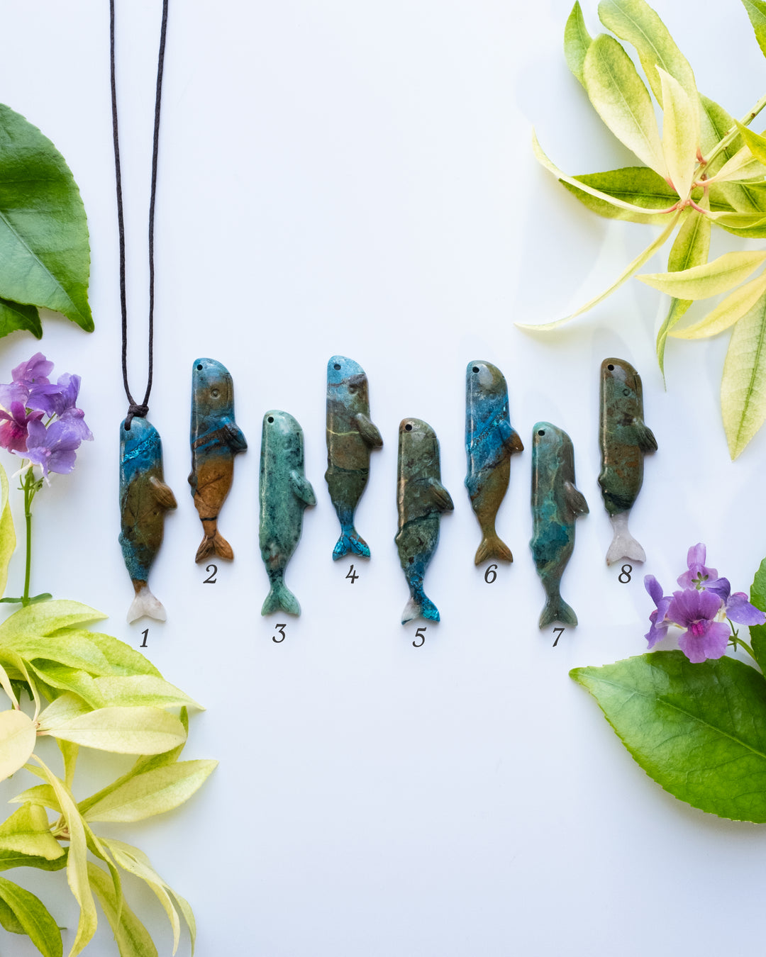 Rainbow Chrysocolla Hand Carved Sperm Whale Necklace - The Healing Pear