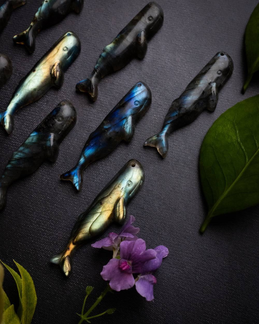Labradorite Hand Carved Sperm Whale Necklace - The Healing Pear