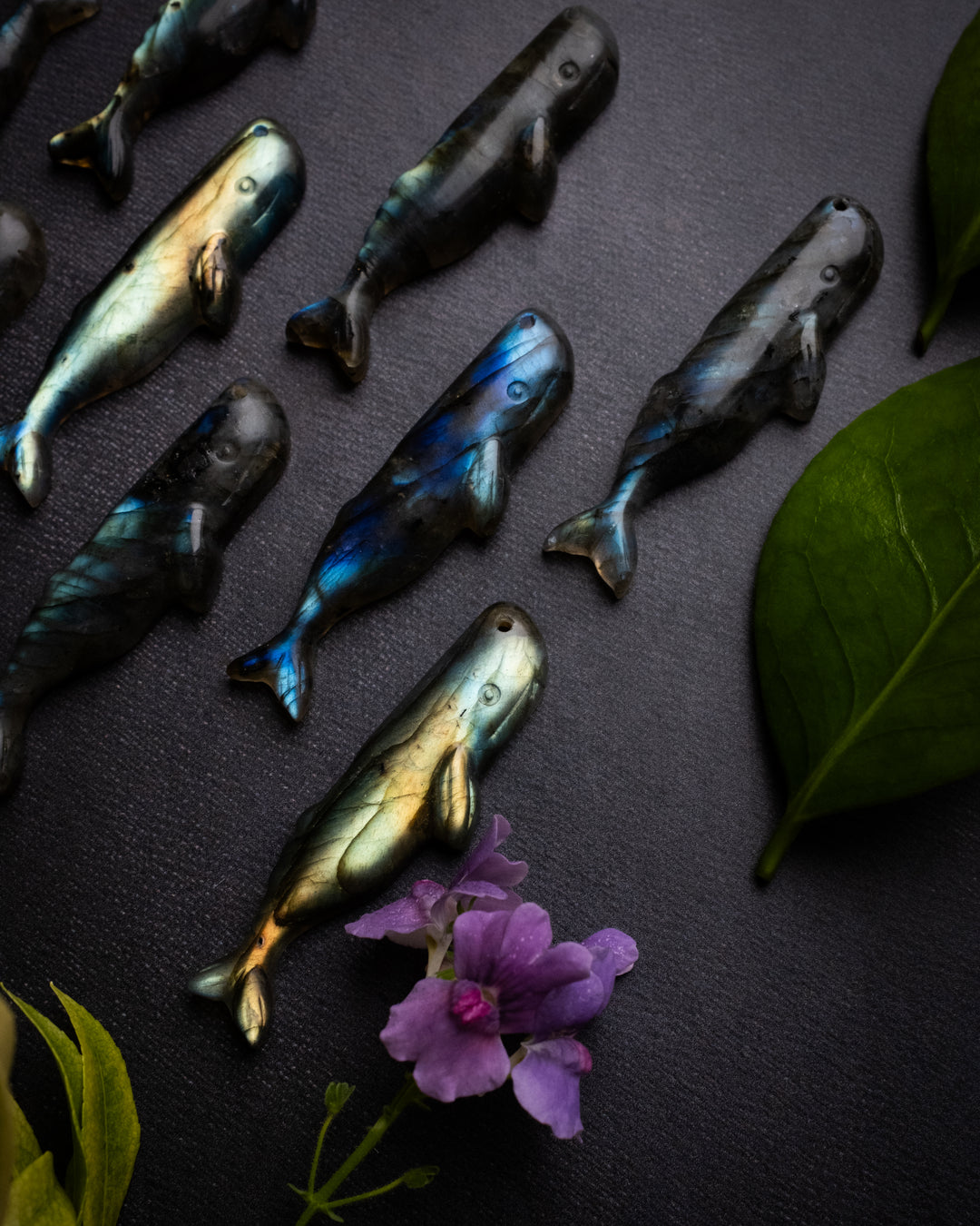 Labradorite Hand Carved Sperm Whale Necklace - The Healing Pear