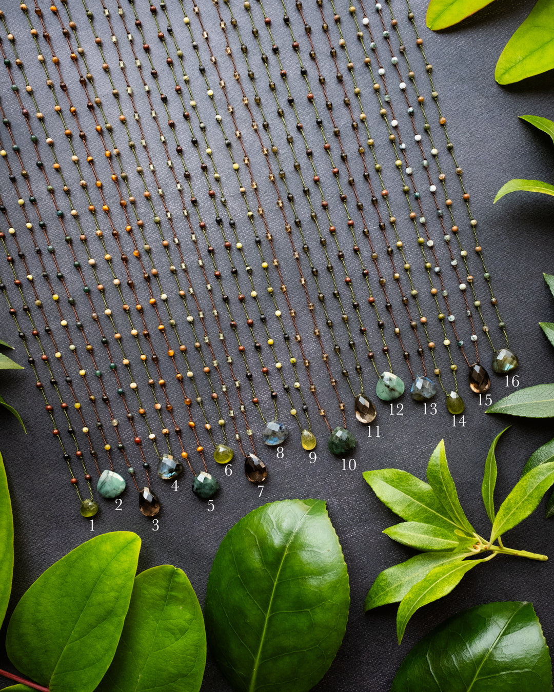 Emerald / Vesuvianite / Smoky Quartz / Labradorite Hand Knotted Beaded Necklace - The Healing Pear