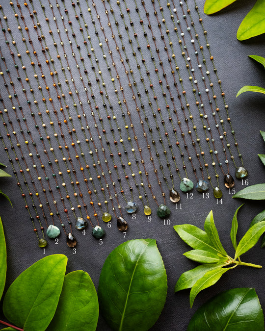 Emerald / Vesuvianite / Smoky Quartz / Labradorite Hand Knotted Beaded Necklace - The Healing Pear