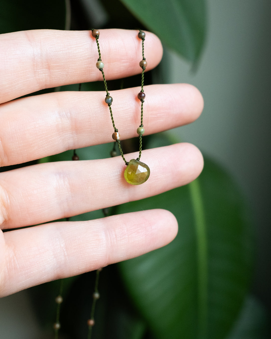 Emerald / Vesuvianite / Smoky Quartz / Labradorite Hand Knotted Beaded Necklace - The Healing Pear