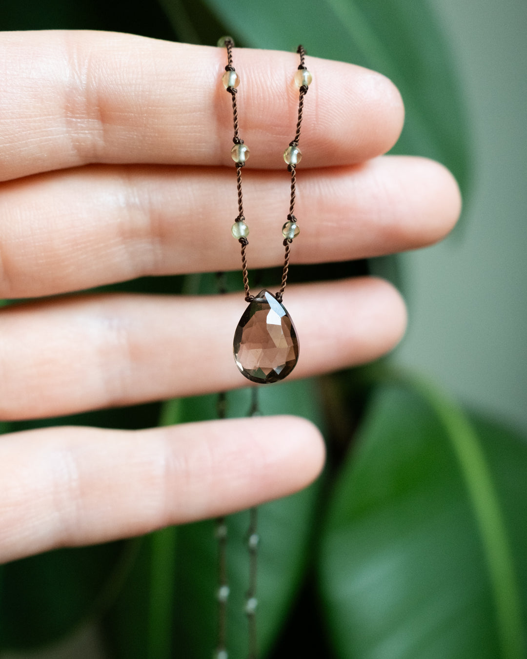 Emerald / Vesuvianite / Smoky Quartz / Labradorite Hand Knotted Beaded Necklace - The Healing Pear