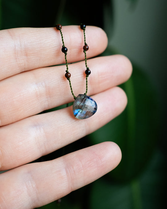 Emerald / Vesuvianite / Smoky Quartz / Labradorite Hand Knotted Beaded Necklace - The Healing Pear