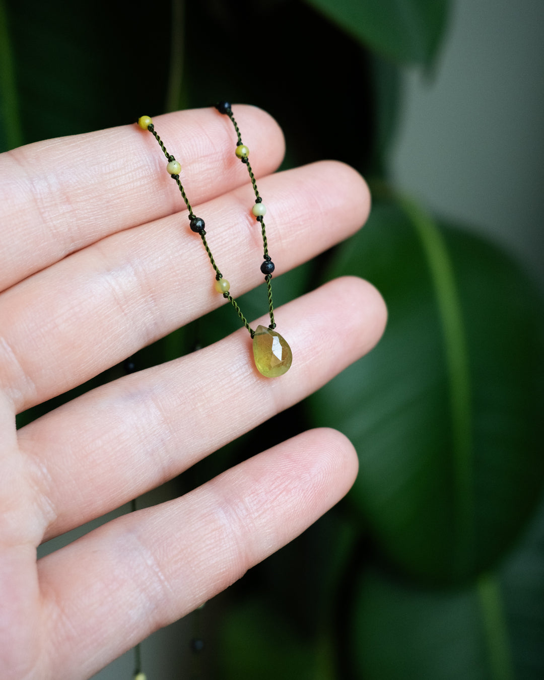 Emerald / Vesuvianite / Smoky Quartz / Labradorite Hand Knotted Beaded Necklace - The Healing Pear