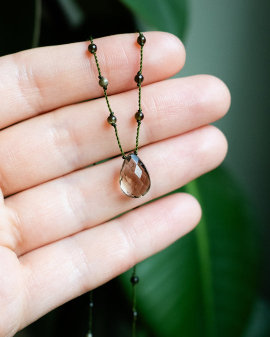 Emerald / Vesuvianite / Smoky Quartz / Labradorite Hand Knotted Beaded Necklace - The Healing Pear