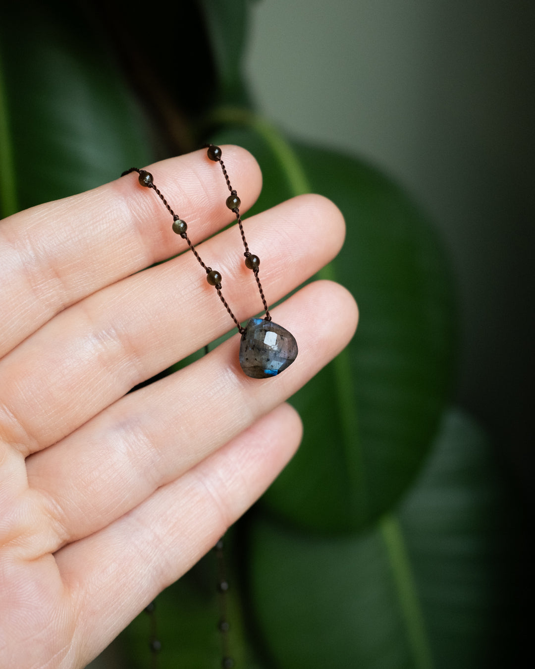 Emerald / Vesuvianite / Smoky Quartz / Labradorite Hand Knotted Beaded Necklace - The Healing Pear