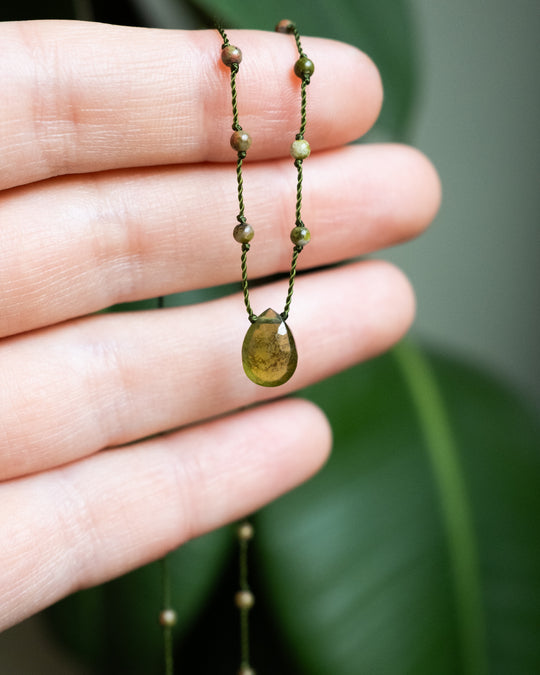 Emerald / Vesuvianite / Smoky Quartz / Labradorite Hand Knotted Beaded Necklace - The Healing Pear