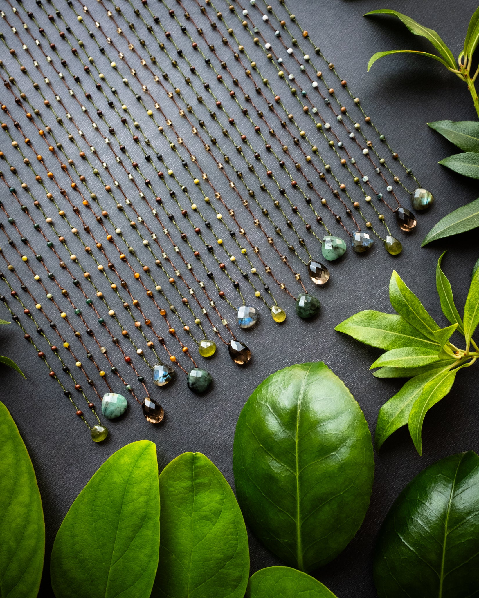 Emerald / Vesuvianite / Smoky Quartz / Labradorite Hand Knotted Beaded Necklace - The Healing Pear