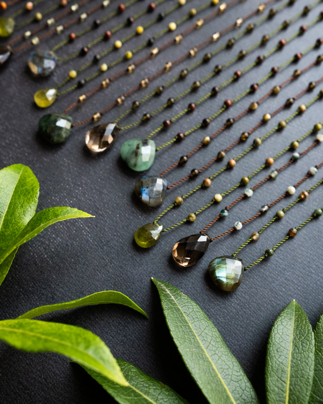 Emerald / Vesuvianite / Smoky Quartz / Labradorite Hand Knotted Beaded Necklace - The Healing Pear